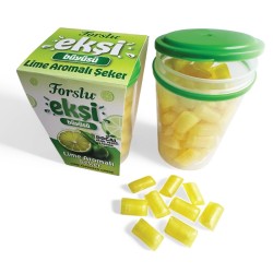 Sour Lime Flavored Candy - Plastic Box - 140 GR