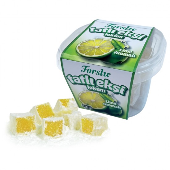 Sweet & Sour Lime Flavored Turkish Delight  - 180 GR. Plastic Box